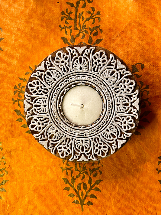 Mandala wooden Tea light decoration